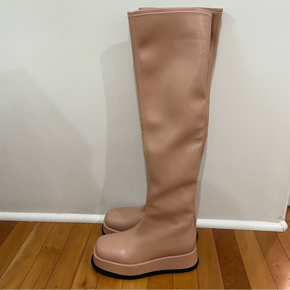 JEFFERY CAMPBELL Tan Knee-High Platform Boots